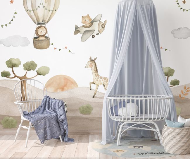 Fototapet barnrum i beige och brunt